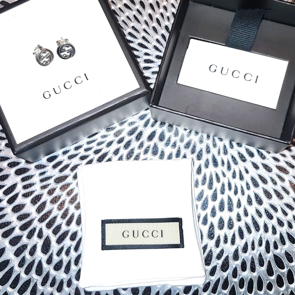 Gucci Sterling Silver Interlocking Stud Earrings - image 1